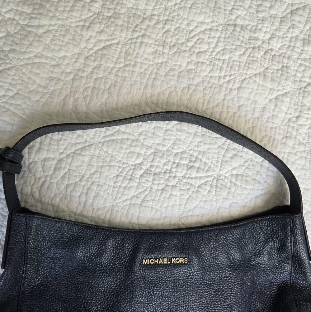 MICHAEL KORS Dark Blue Leather Hobo Bag with Tassels - Picture 10 of 16
